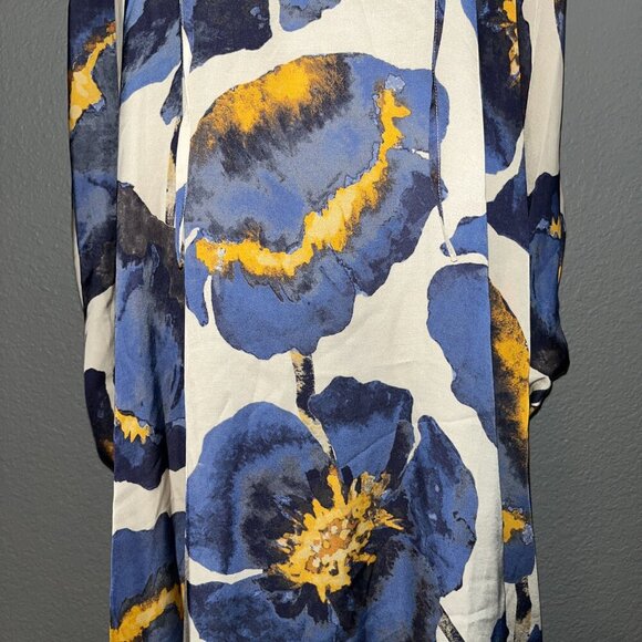 HOUSE OF AZOIIA SILK BLEND BLUE FLOWERS KAFTAN DRESS - NEW WITH TAGS - XXL/3XL - Picture 4 of 16